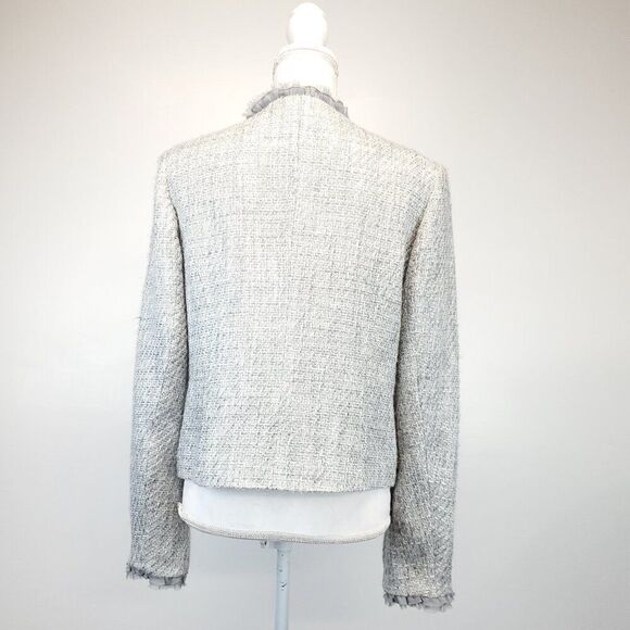 mac & jac Lightweight Business Casual Ruffled Trim Tweed Blazer Women's Large - Picture 4 of 10